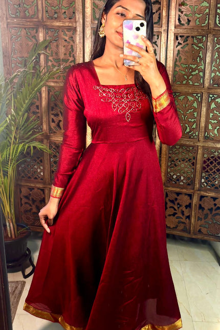 Blooming vichitra silk Gown SS577