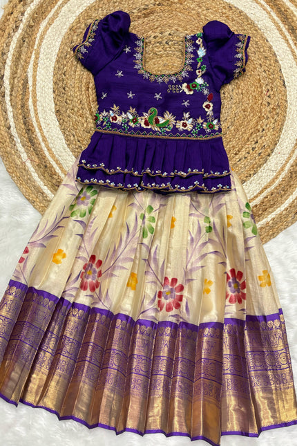 Painted Soft Tissue Kanchi Lehanga  SS544