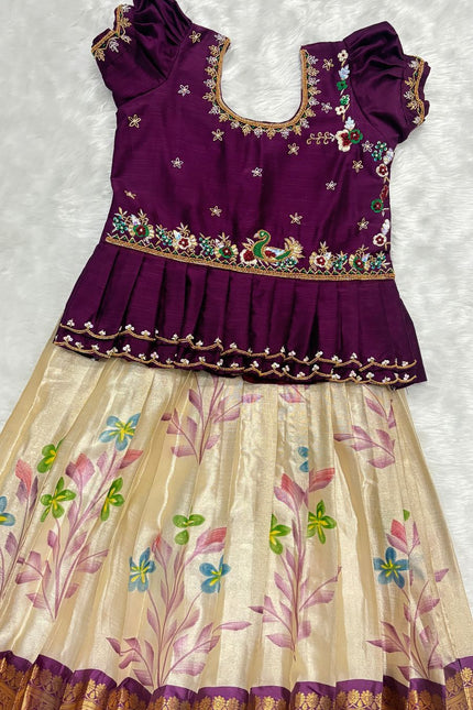 Painted Soft Tissue Kanchi Lehanga  SS544