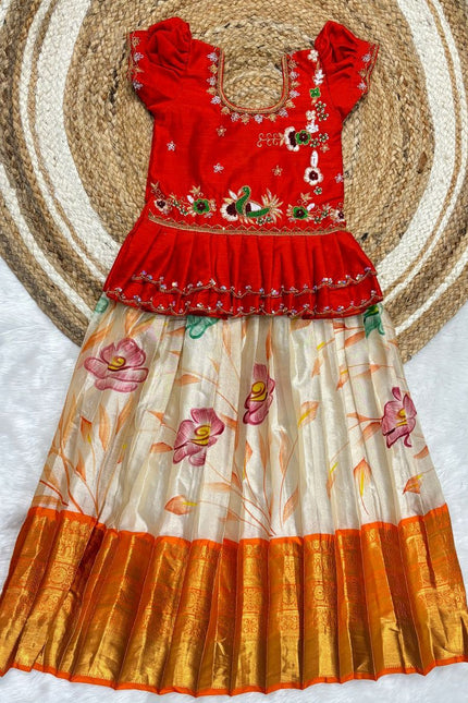 Painted Soft Tissue Kanchi Lehanga  SS544