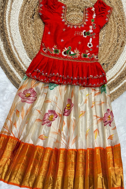 Painted Soft Tissue Kanchi Lehanga  SS544