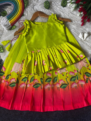 parrot green with pink