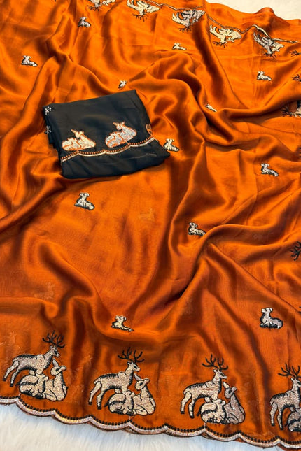 Soft star gorgette saree  SS350
