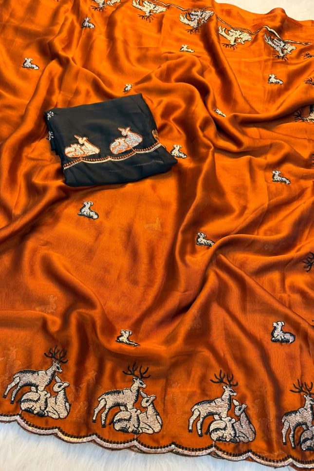 Soft star gorgette saree  SS350