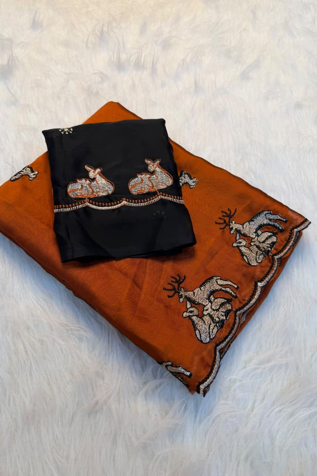 Soft star gorgette saree  SS350