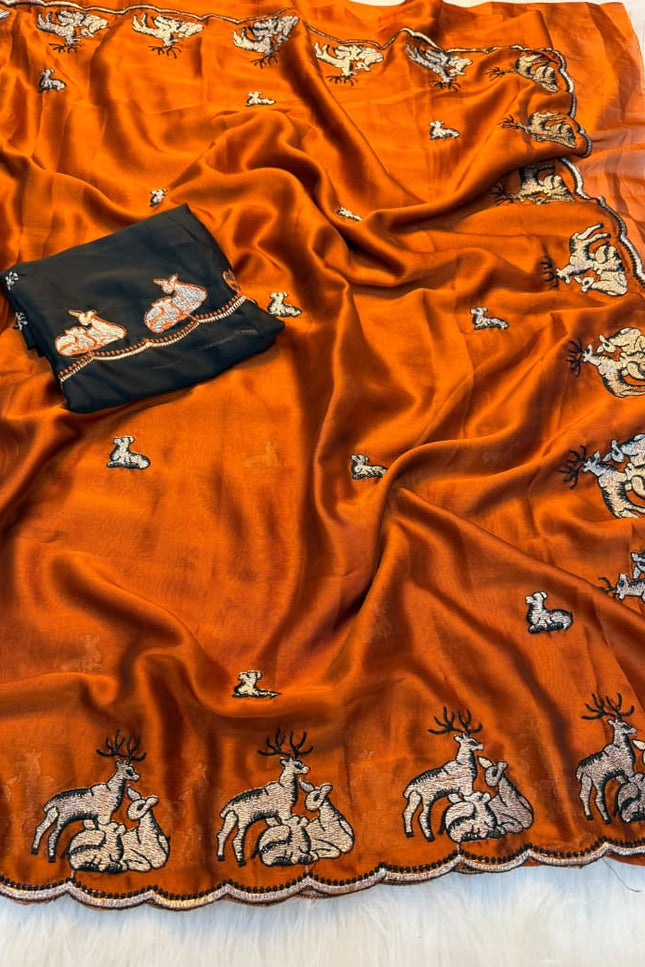 Soft star gorgette saree  SS350