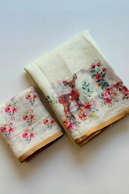 Cotton Linen saree SS62
