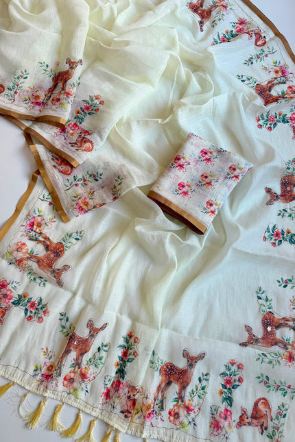 Cotton Linen saree SS62