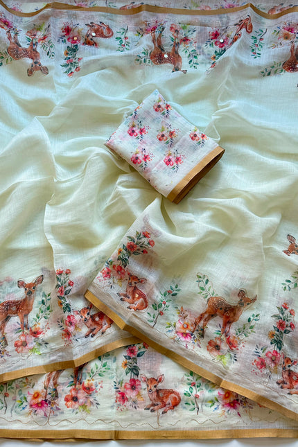 Cotton Linen saree SS62