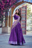 lehanga free size blouse unstitched / purple