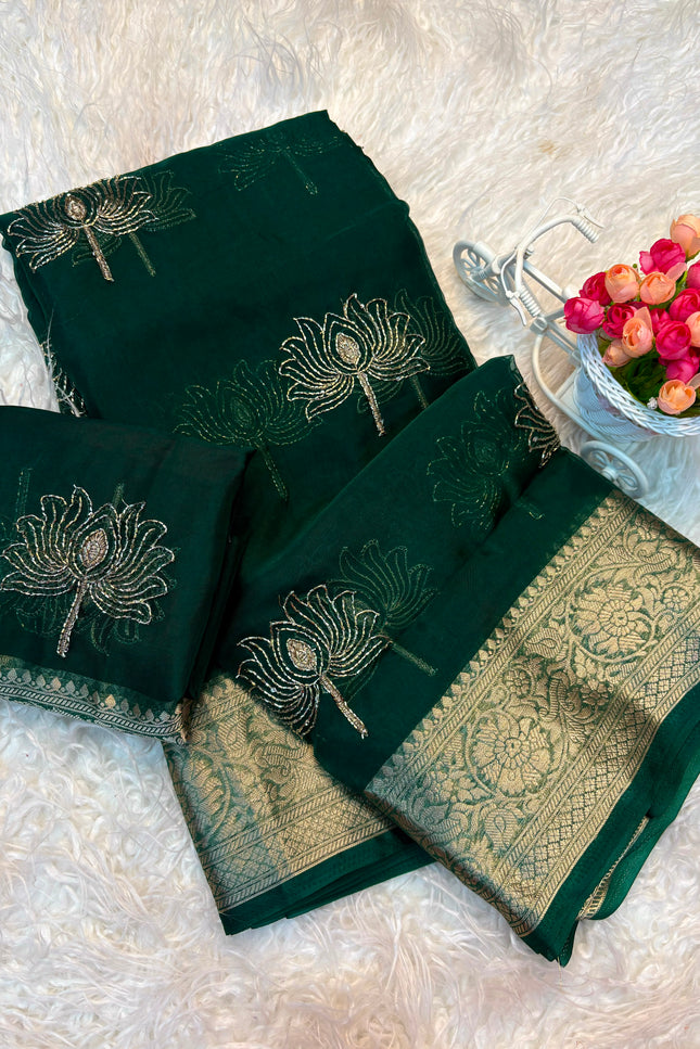 Kanchipuram golden organza tissue  SS401