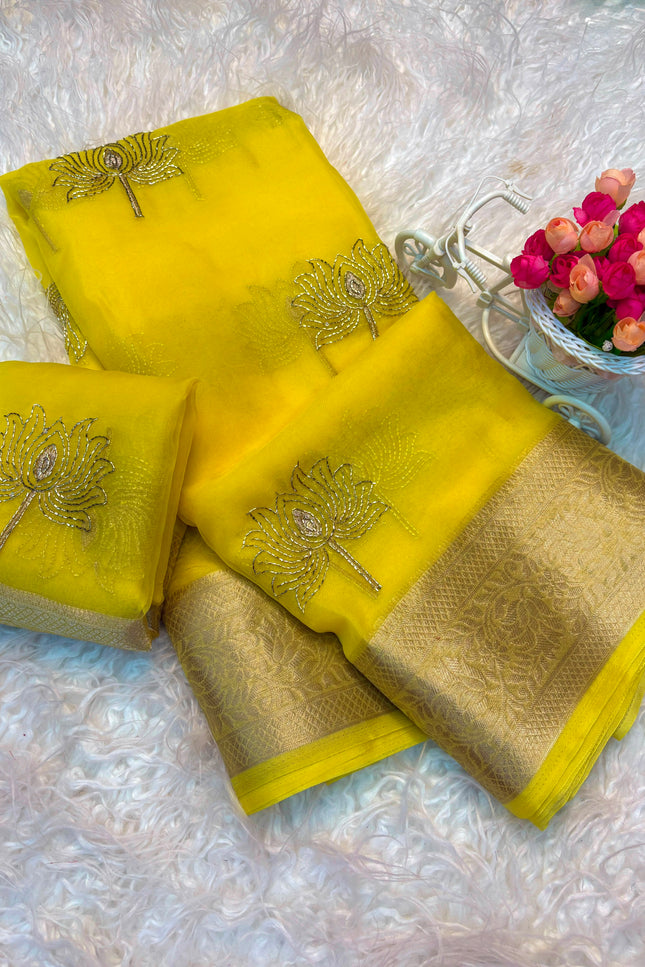 Kanchipuram golden organza tissue  SS401