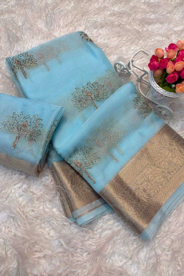 Kanchipuram golden organza tissue  SS401