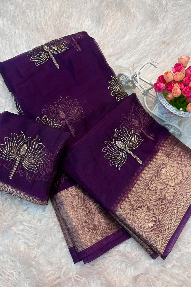 Kanchipuram golden organza tissue  SS401