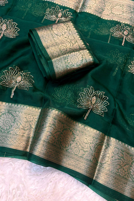 Kanchipuram golden organza tissue  SS401