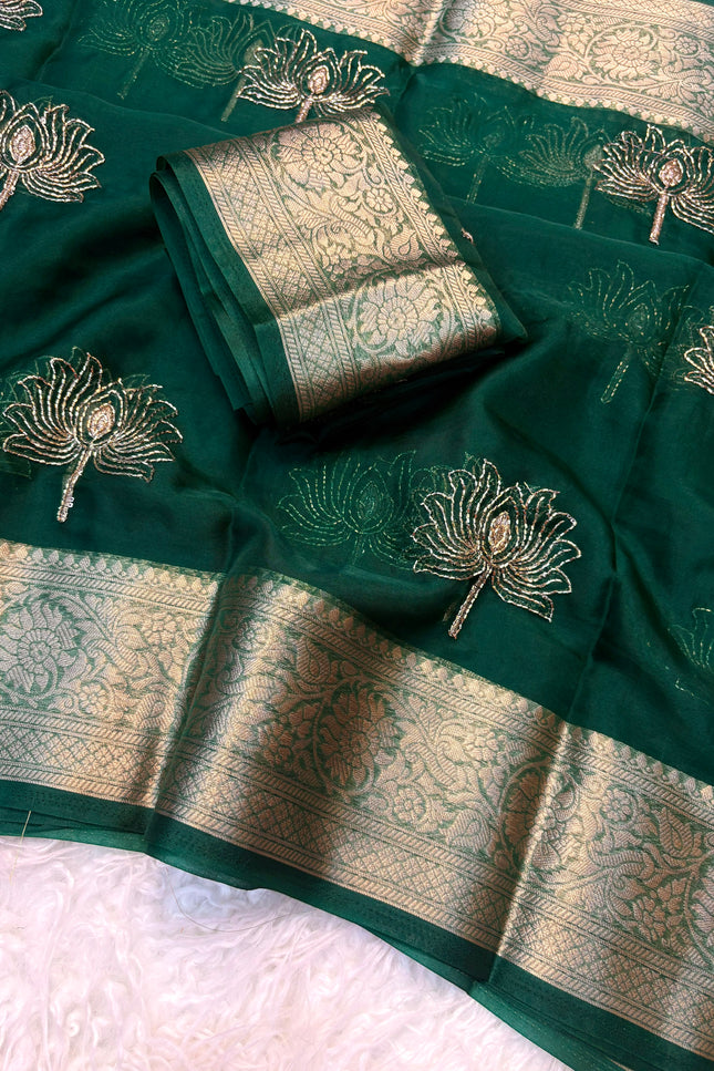 Kanchipuram golden organza tissue  SS401