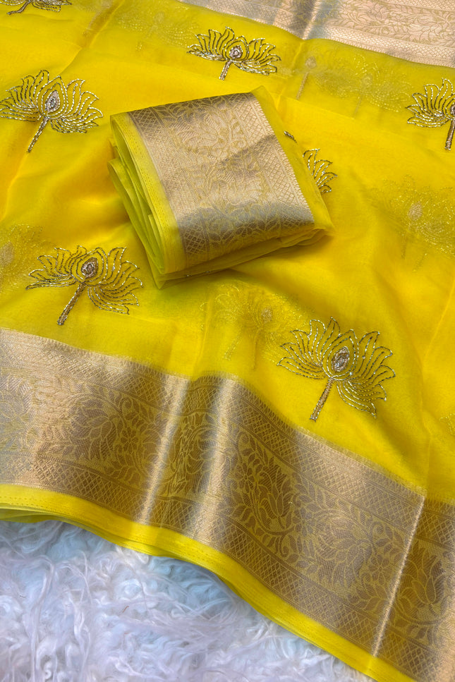 Kanchipuram golden organza tissue  SS401