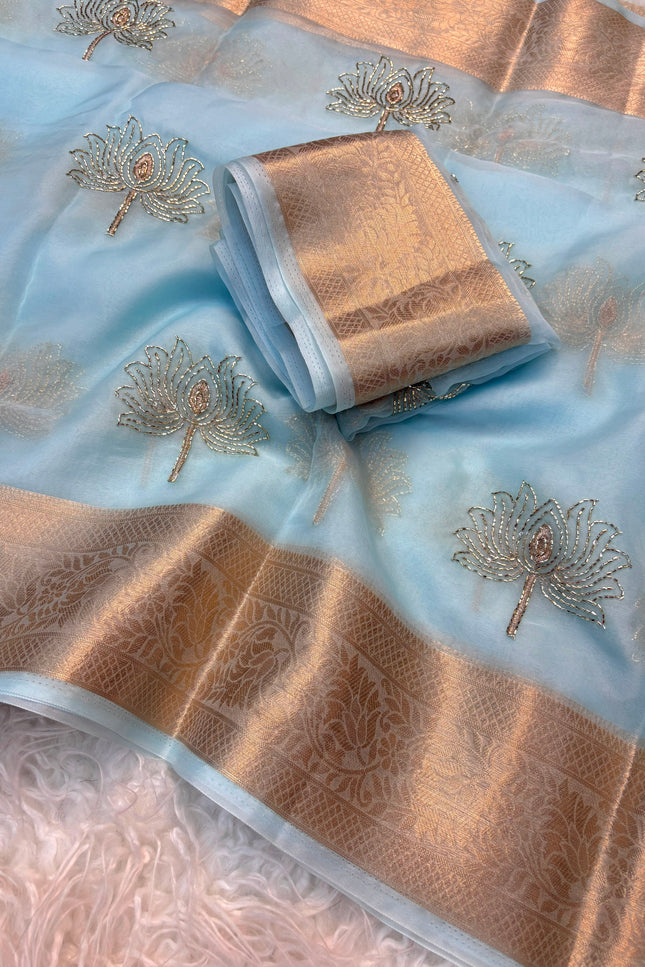 Kanchipuram golden organza tissue  SS401