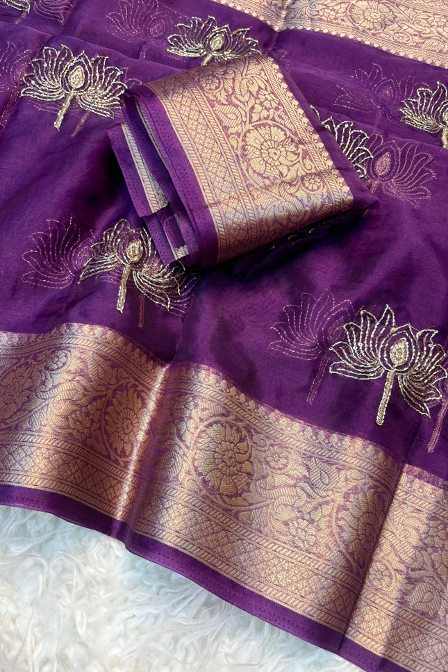 Kanchipuram golden organza tissue  SS401
