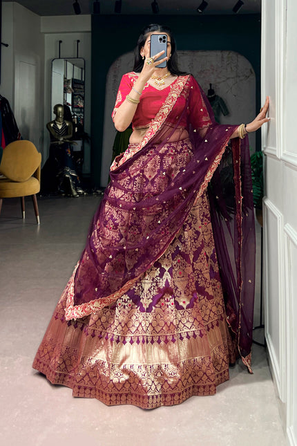 Jacquard Silk Lehenga  SS108