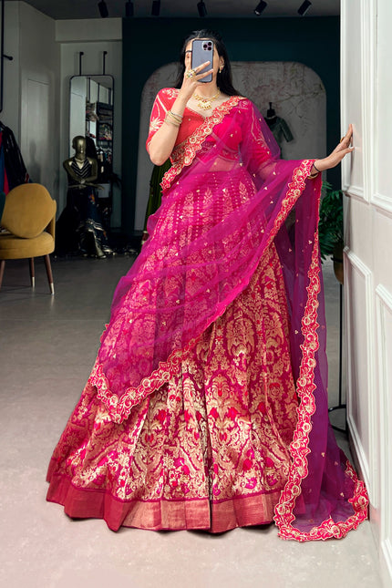 Jacquard Silk Lehenga  SS108
