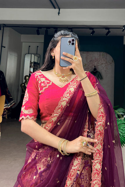 Jacquard Silk Lehenga  SS108