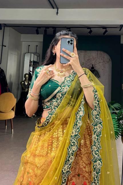 Jacquard Silk Lehenga  SS108