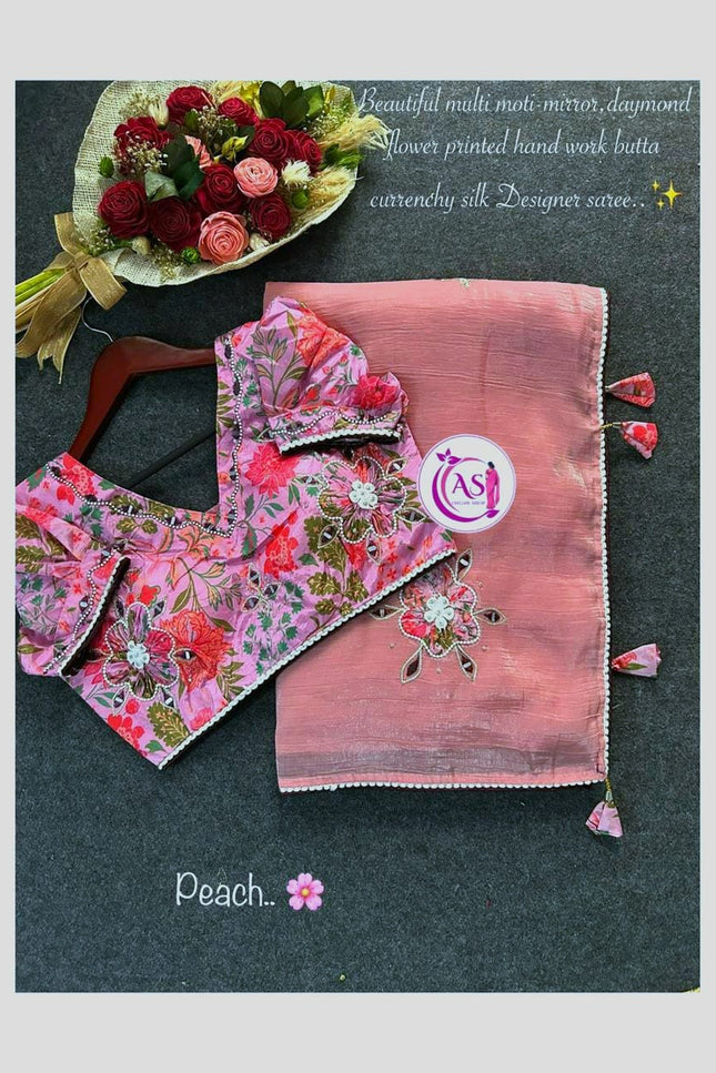 multi mirror-Moti saree SS158