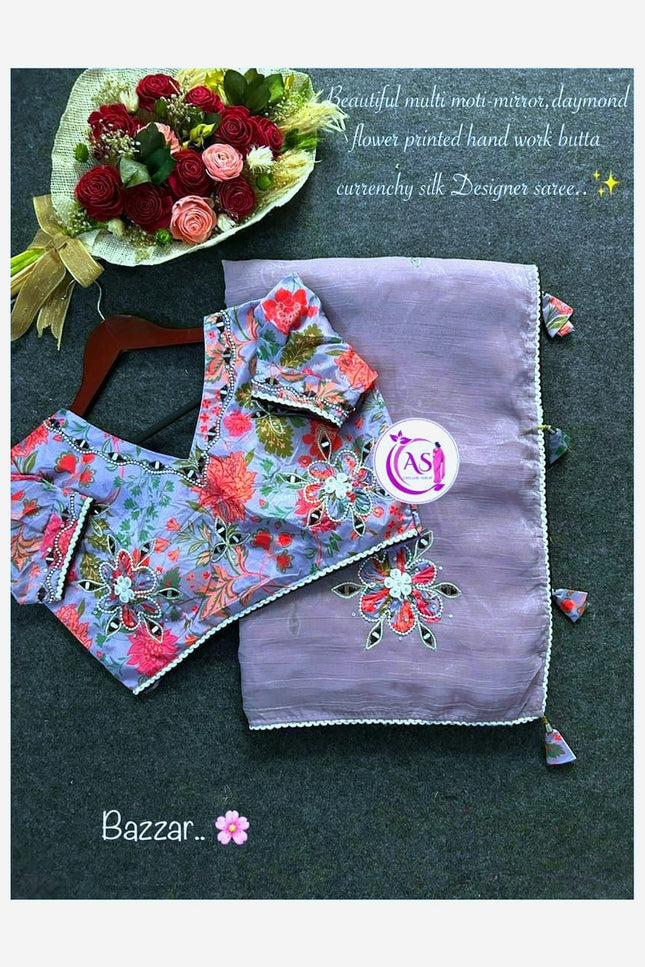 multi mirror-Moti saree SS158
