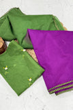 unsitched blouse / green with purple