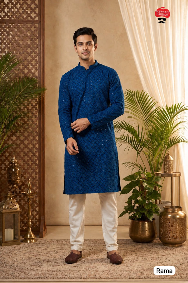 Manyavar Chikankari kurta SS190