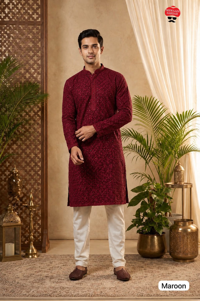 Manyavar Chikankari kurta SS190