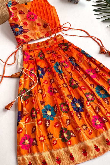 Floral weaving kids lehanga SS223