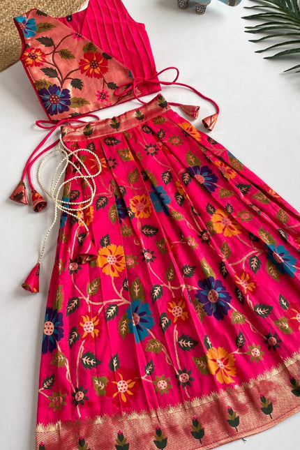 Floral weaving kids lehanga SS223
