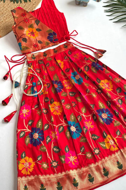 Floral weaving kids lehanga SS223