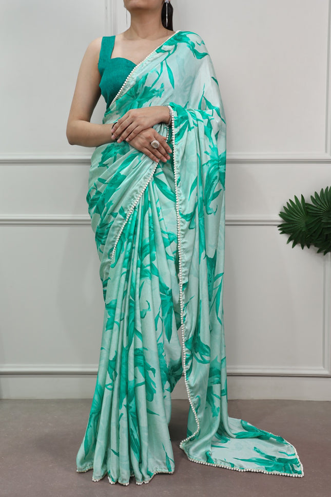 Pearls satin saree SS199