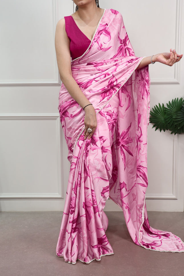 Pearls satin saree SS199