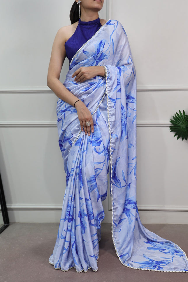 Pearls satin saree SS199