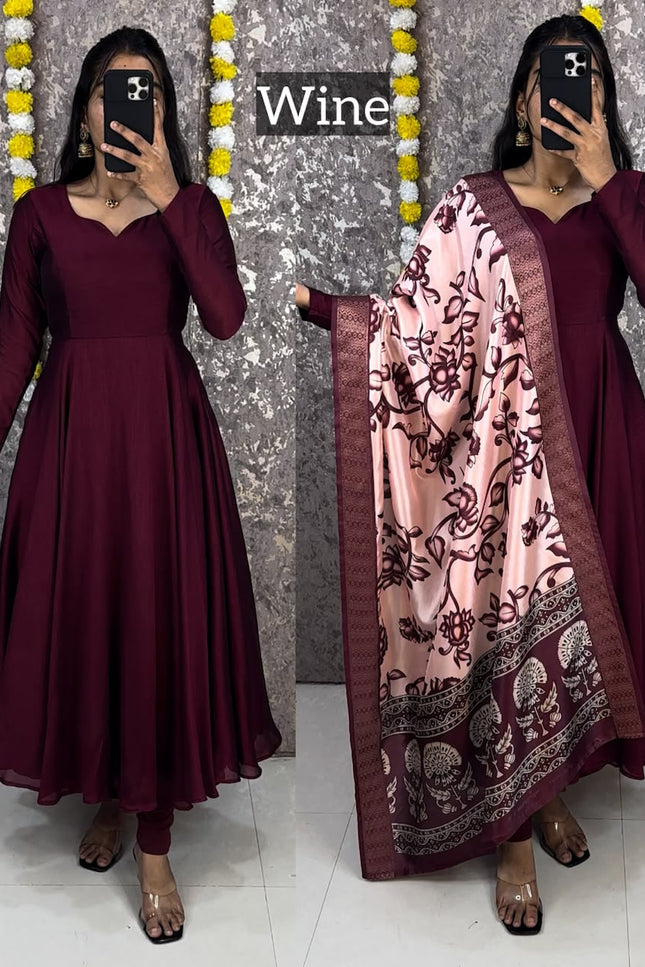 Beautiful plain vichithra anarkali SS332