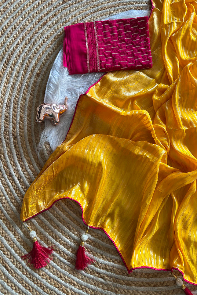Soft viscose jecard saree SS218