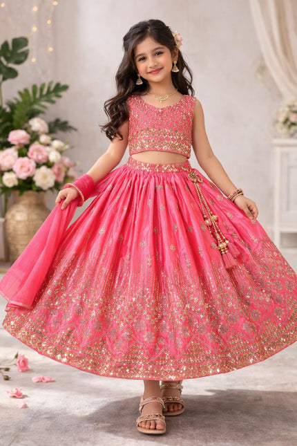 Siqwons Embroidered kids lehanga SS232