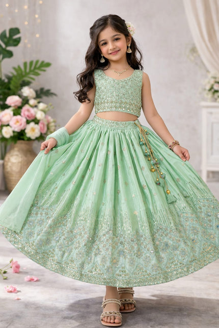 Siqwons Embroidered kids lehanga SS232
