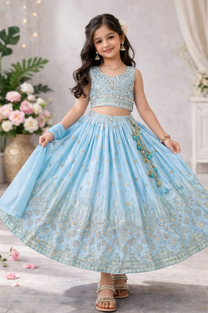 Siqwons Embroidered kids lehanga SS232