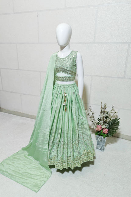 Siqwons Embroidered kids lehanga SS232