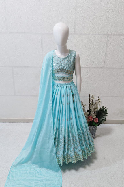 Siqwons Embroidered kids lehanga SS232
