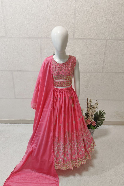 Siqwons Embroidered kids lehanga SS232