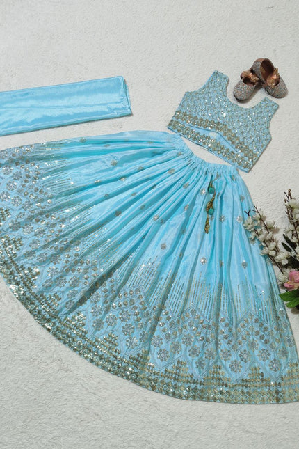 Siqwons Embroidered kids lehanga SS232