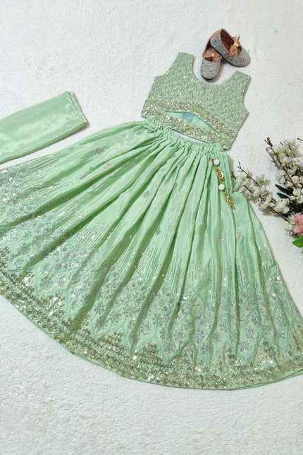 Siqwons Embroidered kids lehanga SS232