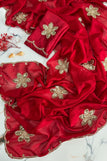 unstitched' blouse / red