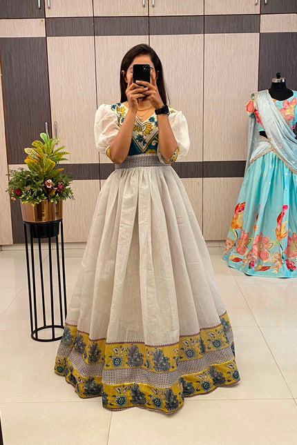 Elegant Soft Linen DigitalPrint Gown  SS230